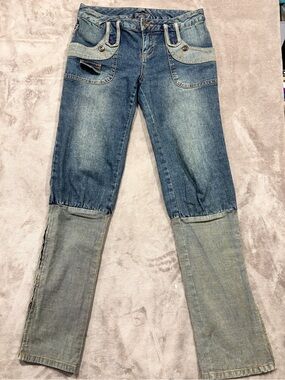 Vintage patchwork/hybrid style jeans Vero Moda Two-Tone Blue Patchwork Jeans